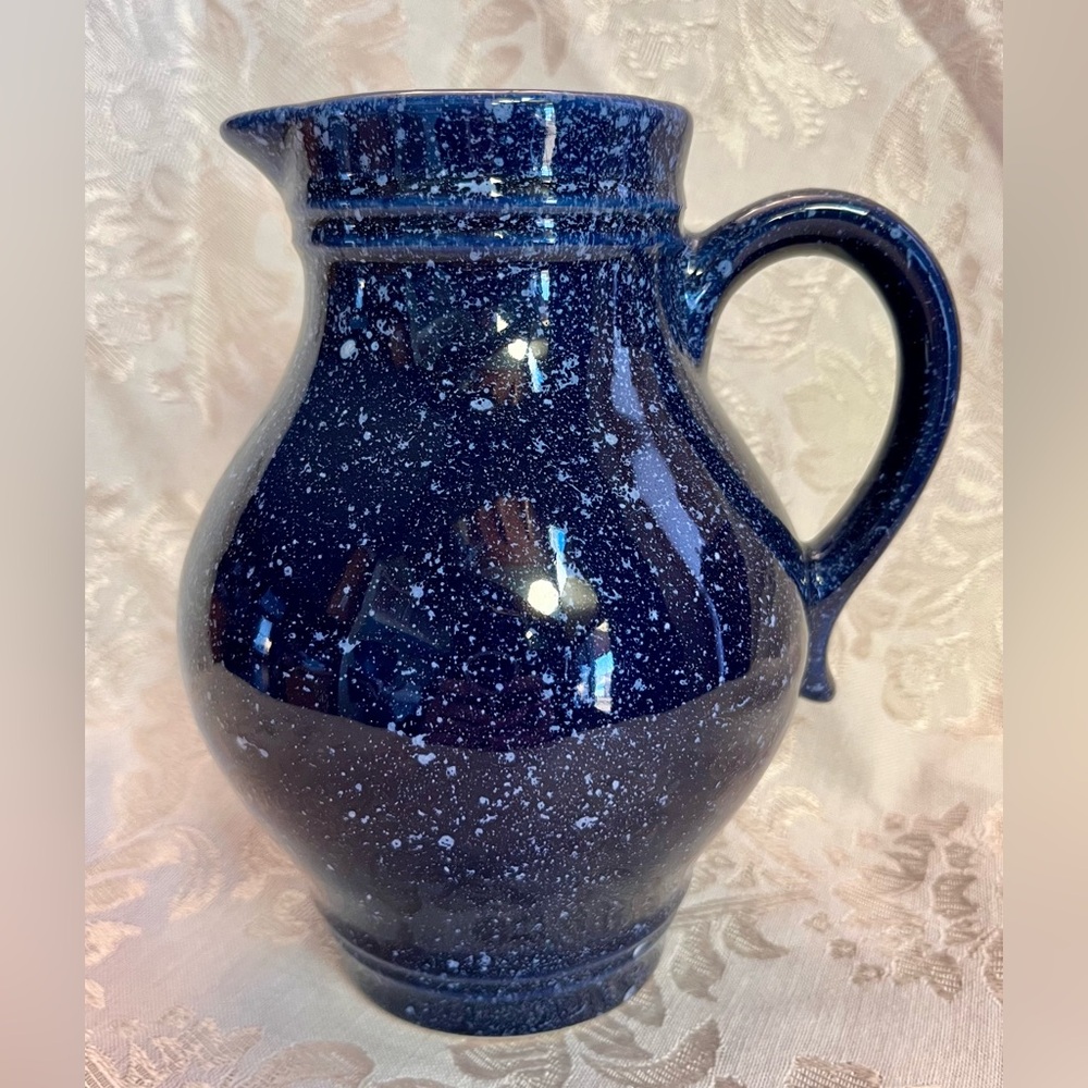 Vintage Scheurich Keramik 274-18 Blue Speckled Fat Lava Jug Vase West Germany